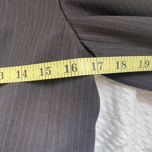 Ann Taylor Loft Women's Brown Pinstripe Wool Blend Blazer Jacket Size 2 - Picture 5 of 6